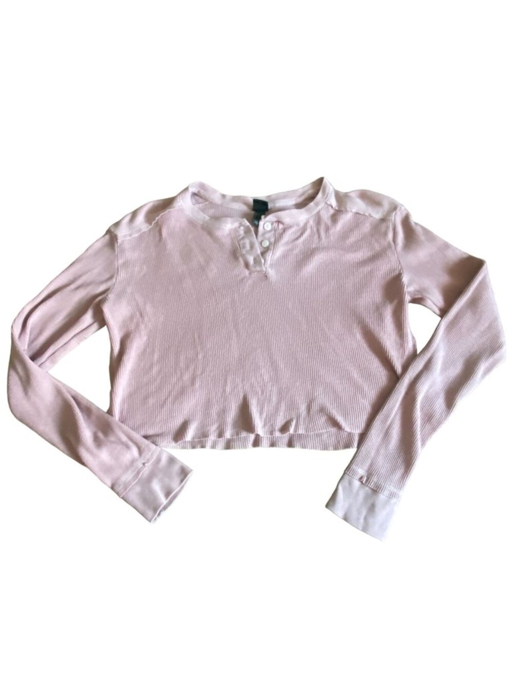 Wild Fable Womens Waffle Knit Cropped Thermal Shirt-Pink-Size M-GUC